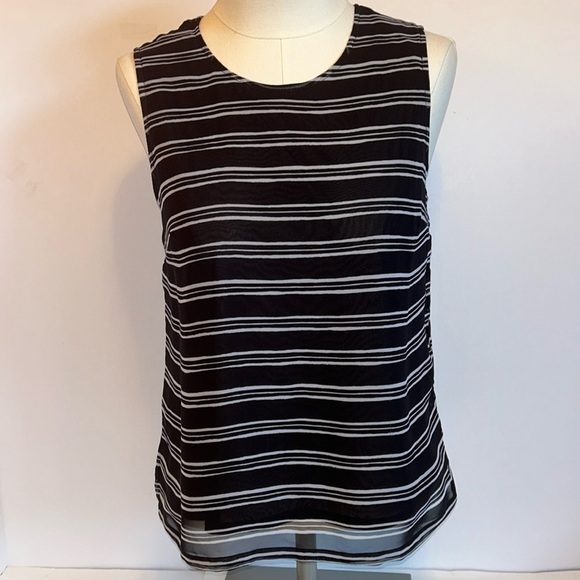 Banana Republic Tops - Banana Republic lack & White Striped Layered  Sheer Tank Top Women’sSmall